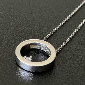 Sterling Silver Floating Diamond Circle Necklace | Minimalist Modern Elegance